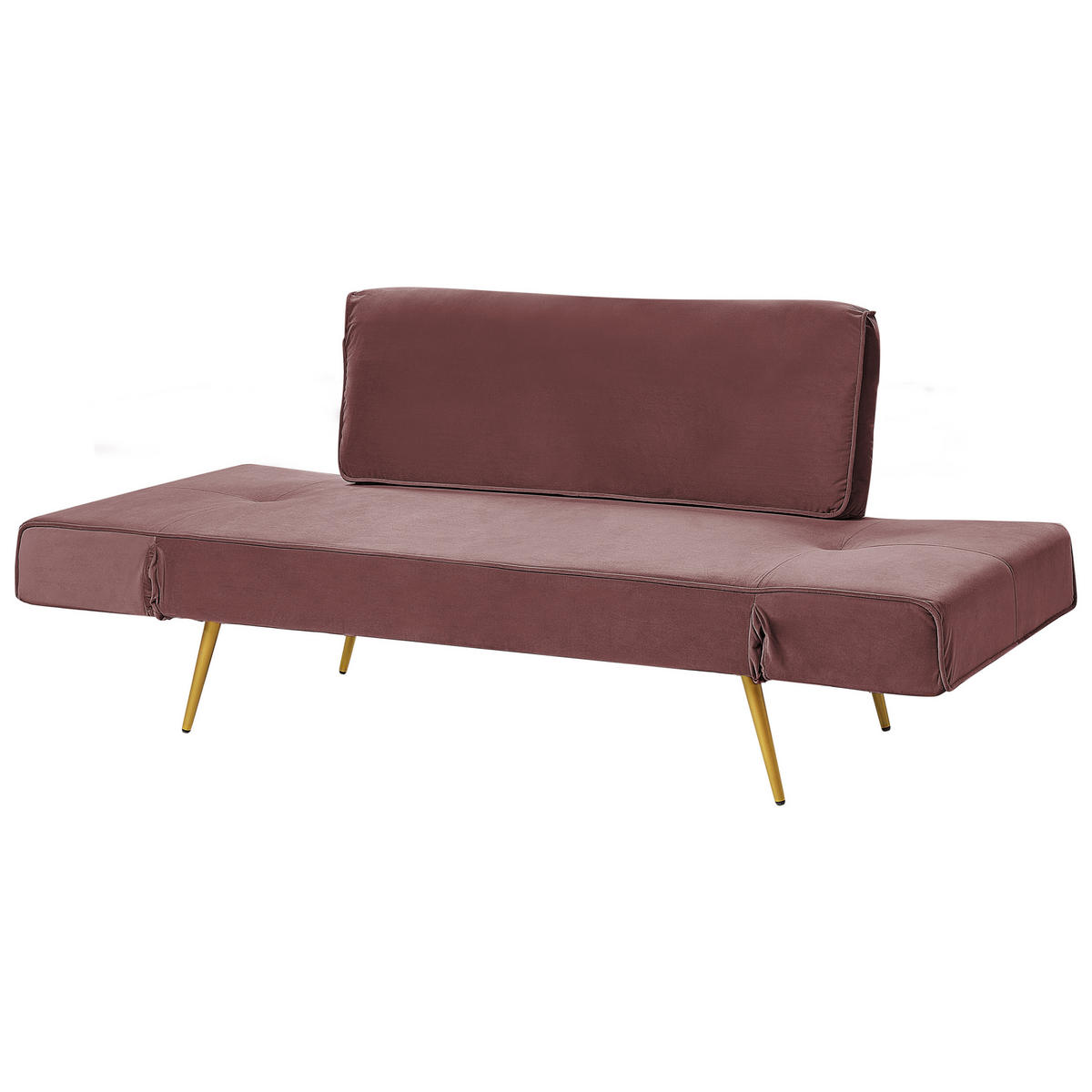 SCHLAFSOFA 2-Sitzer Samtstoff Rosa Saarela - Pink/Goldfarben, Textil (187/82/75cm) - Beliani