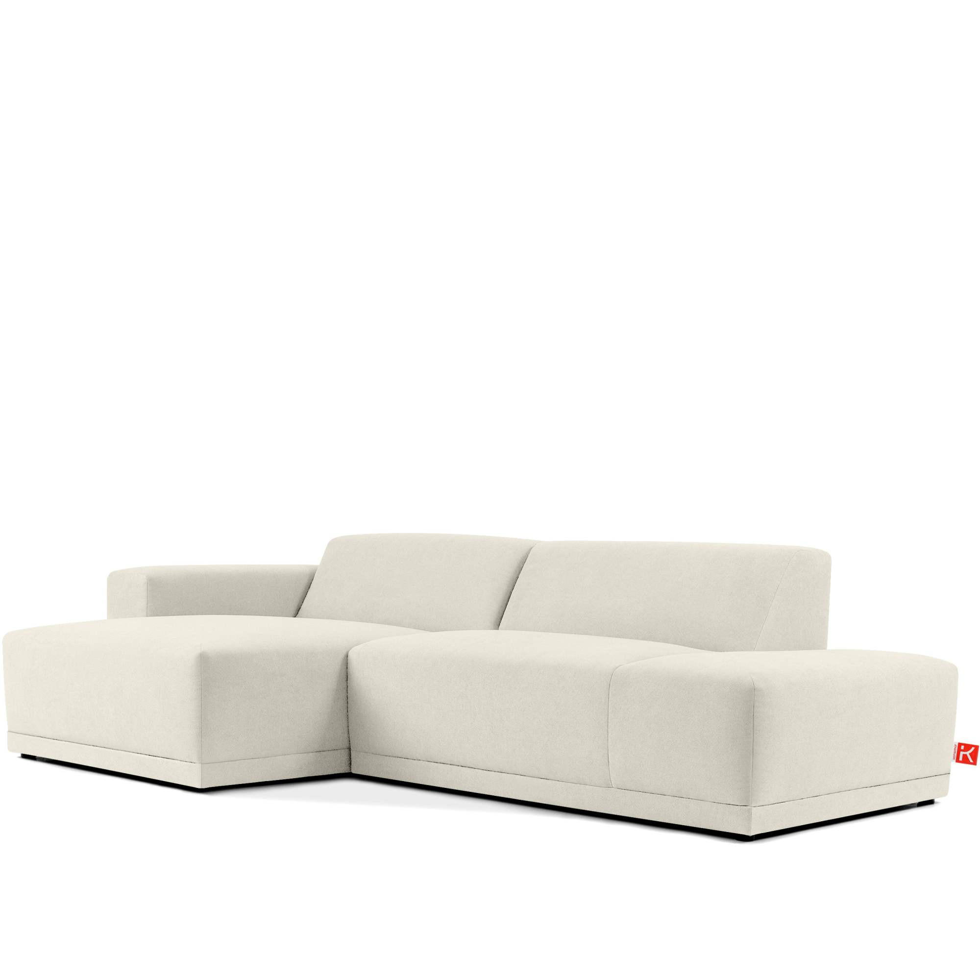 ECKSOFA LINKS MUDI in moderner Optik mit hochwertigem Kaltschaum, Cord-Stoff, Creme - Creme/Schwarz, Textil (280/160cm) - KONSIMO®