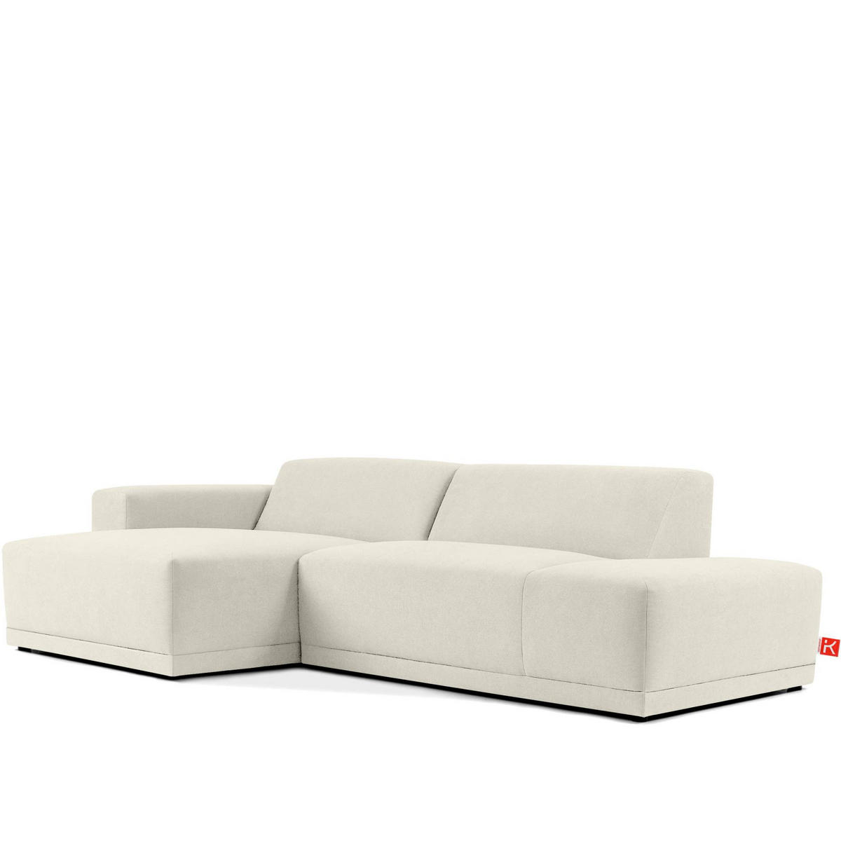 ECKSOFA LINKS MUDI in moderner Optik mit hochwertigem Kaltschaum, Cord-Stoff, Creme - Creme/Schwarz, Textil (280/160cm) - KONSIMO®