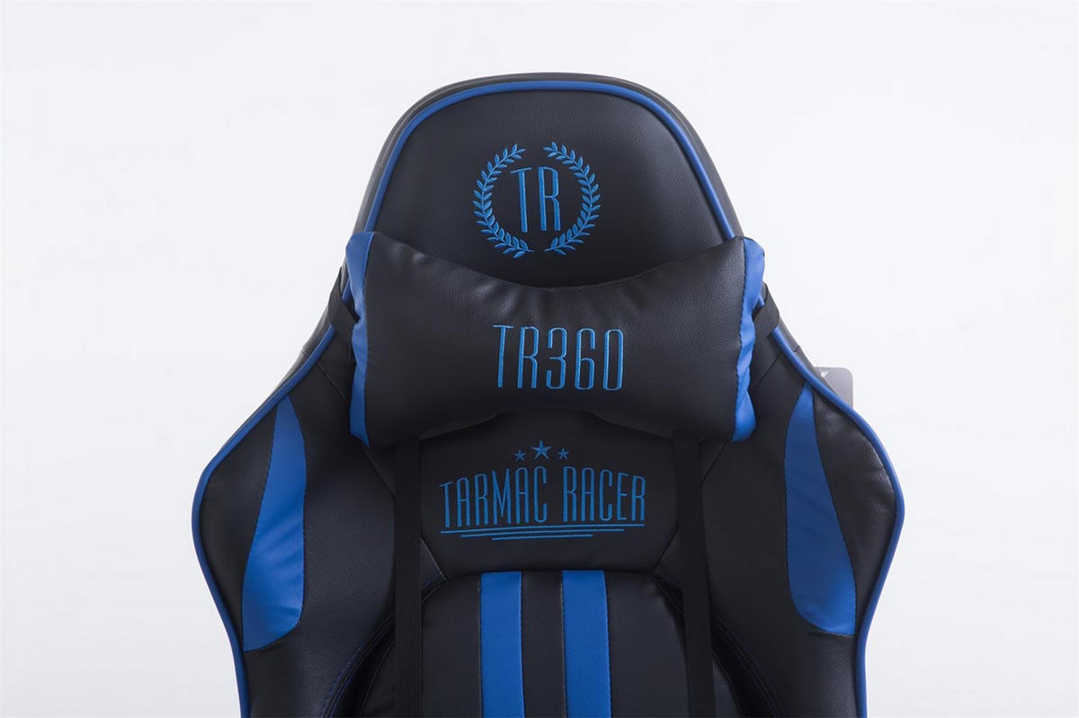 GAMINGSTUHL Limitless-2, Kunstleder mit Fußablage Schwarz/Blau - Blau, Textil/Metall (70/135/58cm) - TPFLiving
