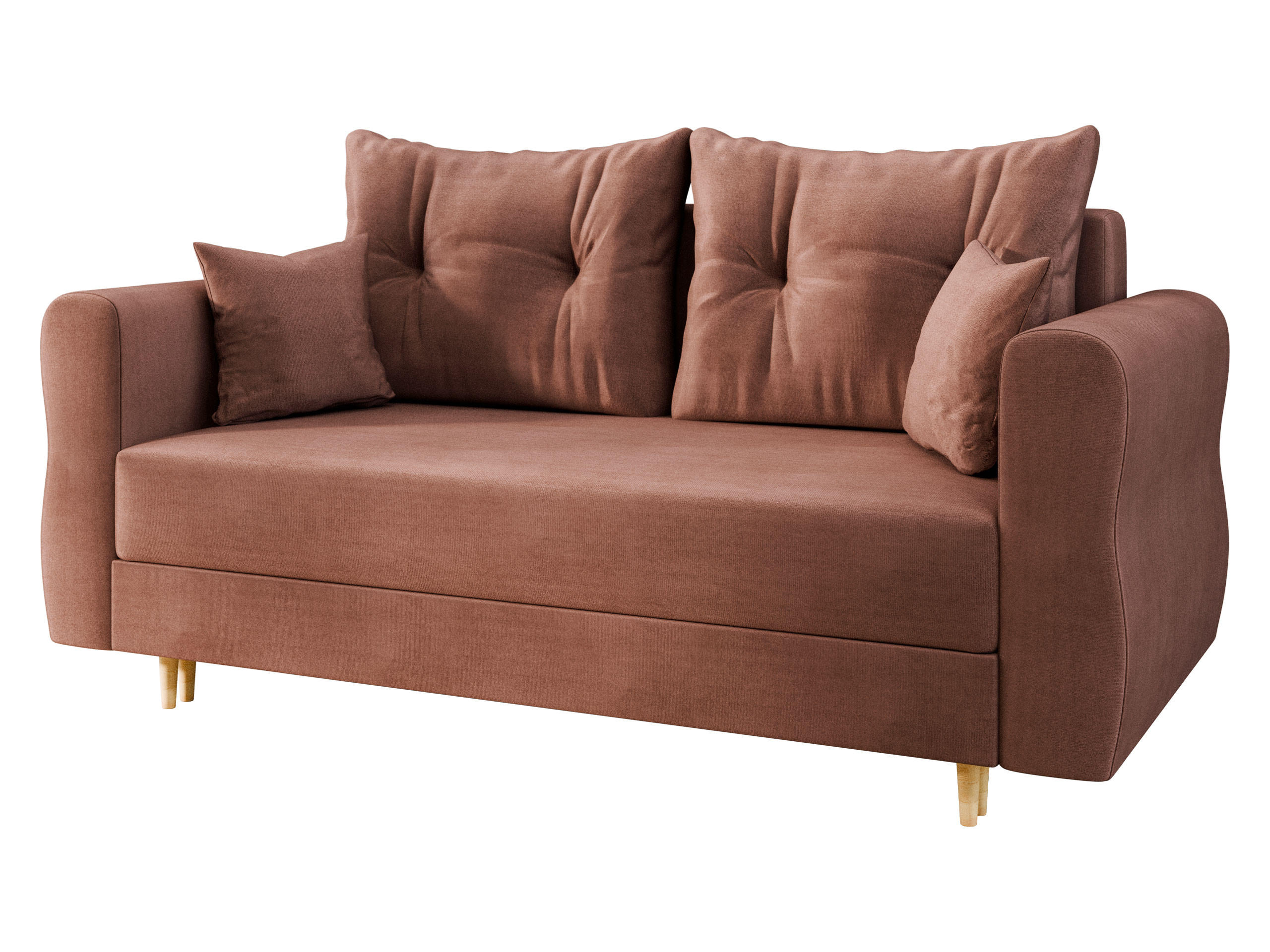 SCHLAFSOFA Zako 2 - Dunkelrosa/Naturfarben, Holz/Textil (167/85/77cm) - MIRJAN24