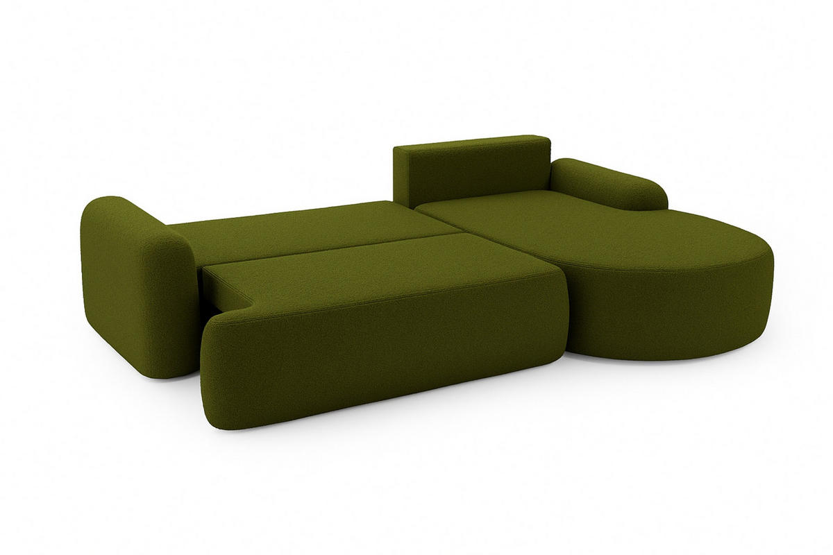 ECKSOFA Cloudy Grün, Sofa aus Boucle-Stoff mit Kissen, rechte seite - Grün, Holzwerkstoff/Textil (261/177cm) - Bettso