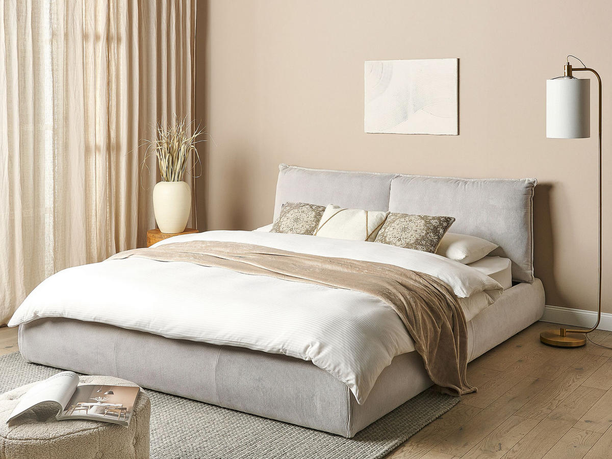 POLSTERBETT Beige Vinay - Beige, Textil (180/200cm) - Beliani