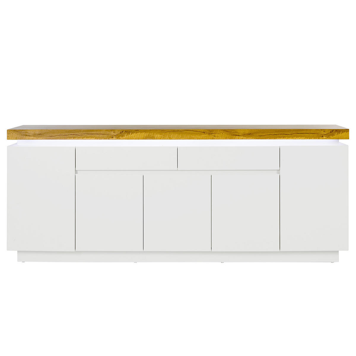 SIDEBOARD - inkl. Beleuchtung - Eichefarben/Weiß, Holzwerkstoff (200/80/40cm) - home24