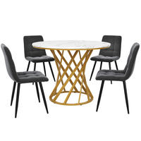 ESSGRUPPE DE-39218 runder 80 cm Tisch mit 4 Stühlen Gold - Goldfarben, Holzwerkstoff (80/76/80cm) - ComfortXL