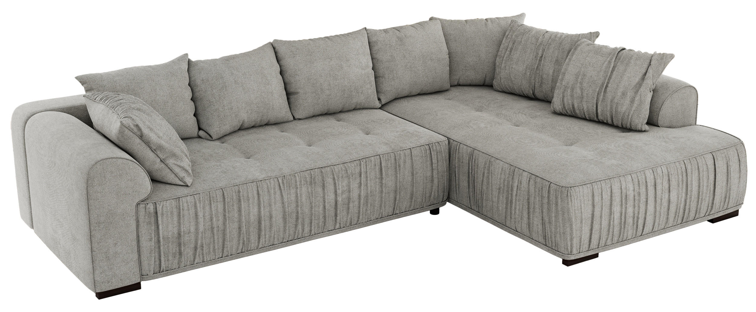 ECKSOFA ORTA Hellgrau Stukture - Rechts - Hellgrau/Schwarz, Textil (200/325cm) - MKS