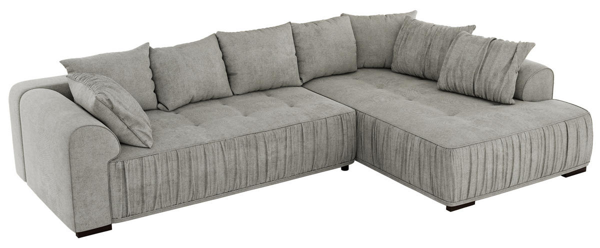 ECKSOFA ORTA Hellgrau Stukture - Rechts - Hellgrau/Schwarz, Textil (200/325cm) - MKS