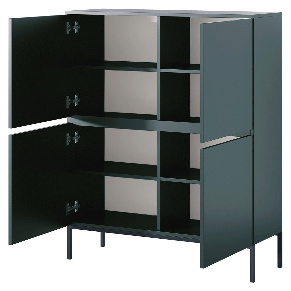 HIGHBOARD Bemmi Dunkelgrün mit Metallbeinen 100 cm - Dunkelgrün/Schwarz, Holzwerkstoff/Metall (100/122/35cm) - Selsey