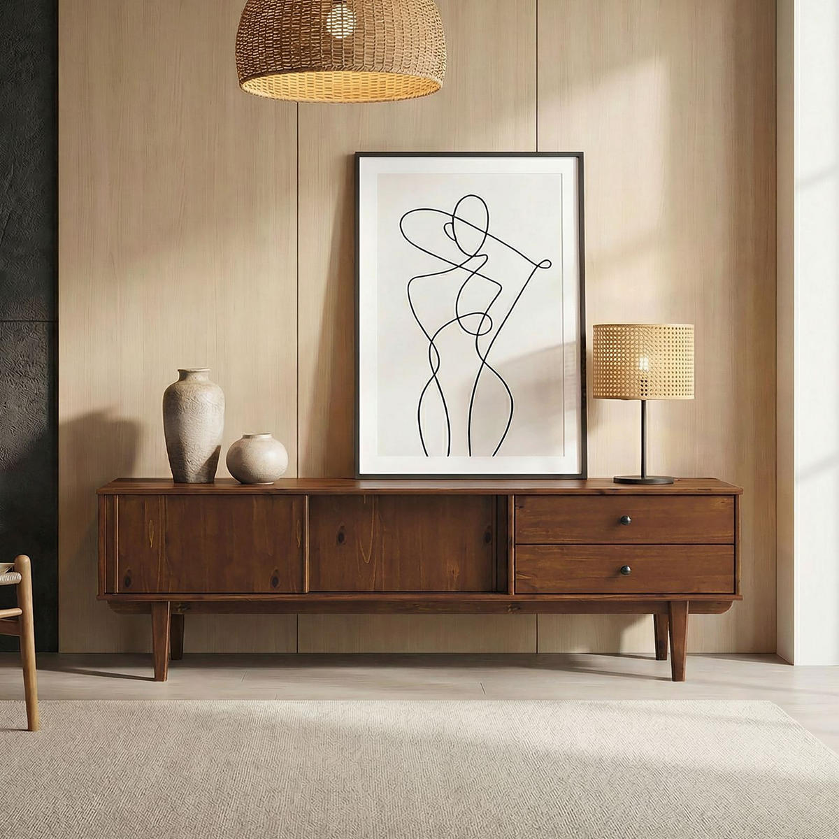 LOWBOARD SIMONA Kastanie - Kastanienfarben, Holz (175/52/41cm) - IDIMEX