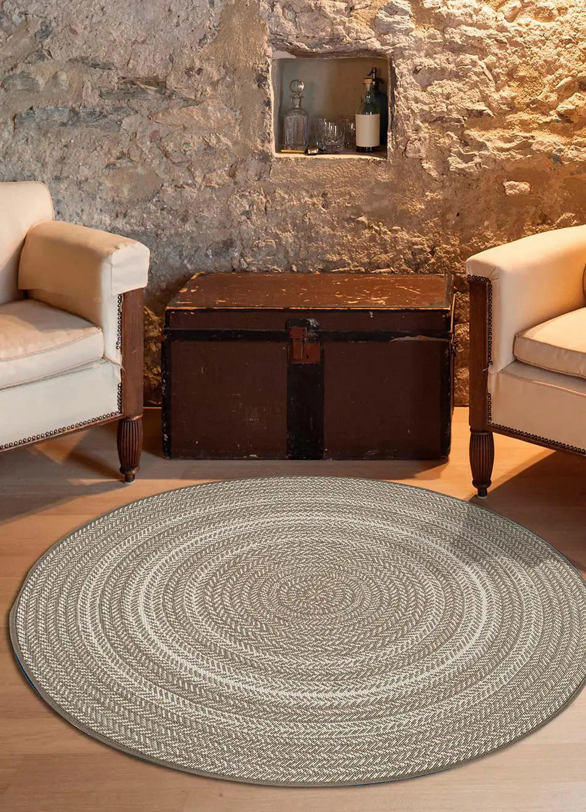 OUTDOORTEPPICH Taupe Silvana 120Ø cm - Taupe, Textil (120/120cm) - Atticgo