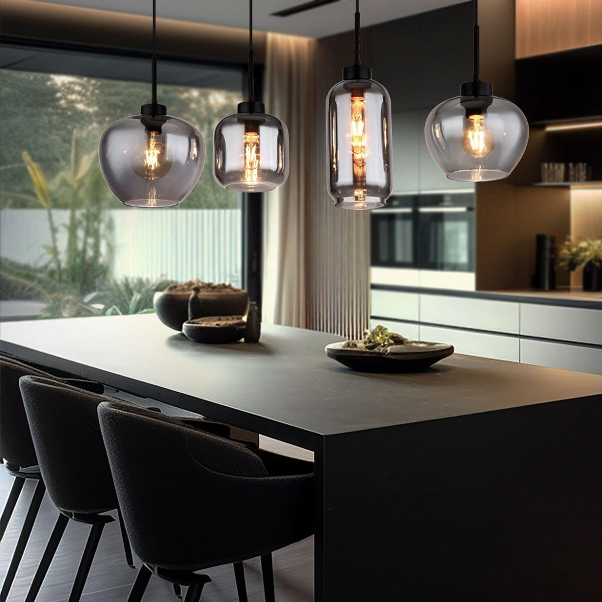 HÄNGELEUCHTE Metall Rauchglas Grau - Grau, Glas (99.5/24/120cm) - Globo Lighting