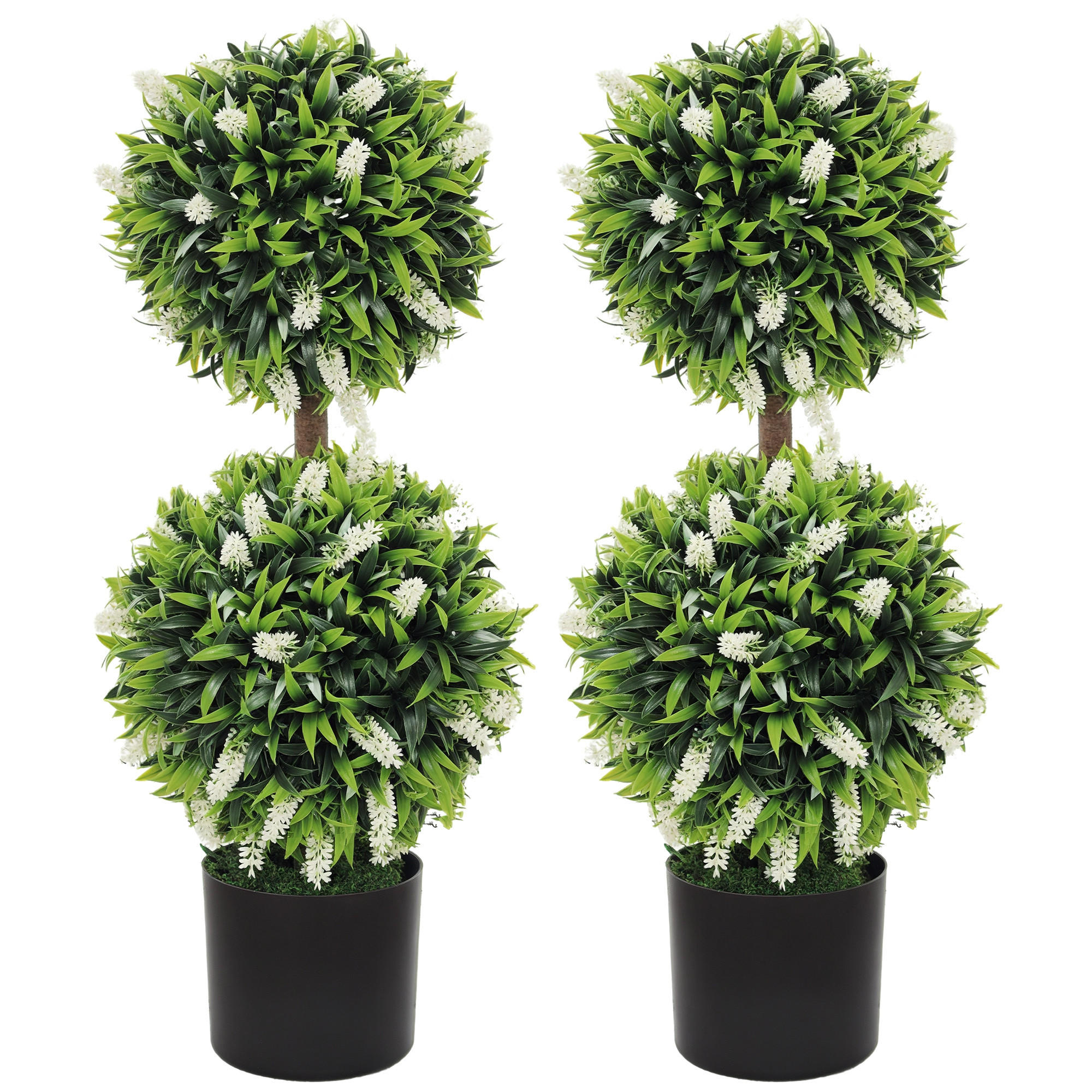 KUNSTPFLANZEN 2er-Set DE-08641 Lavendelstämmchen im Blumentopf Lila+Grün - Weiß, Kunststoff (70cm) - ComfortXL