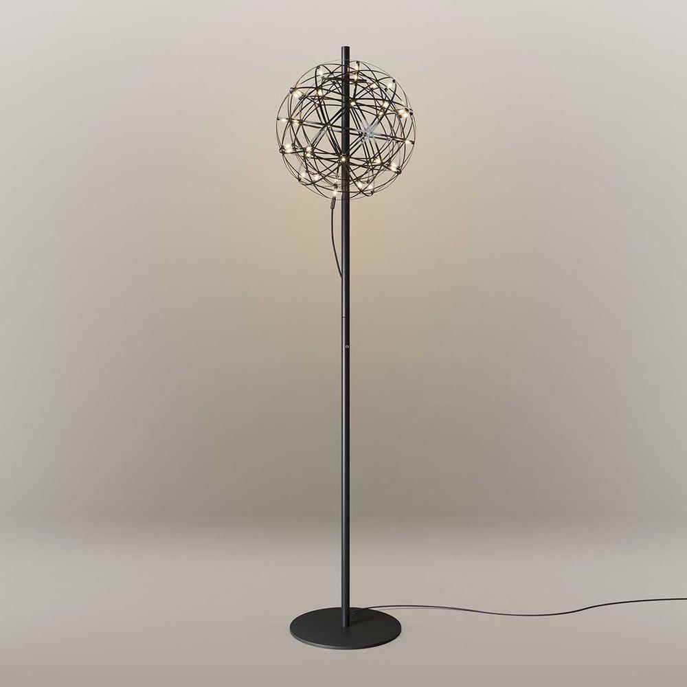 LED-STEHLAMPE Atom Schwarzchrom Ø 50cm - Schwarz, Metall (50/50/208cm) - s.luce