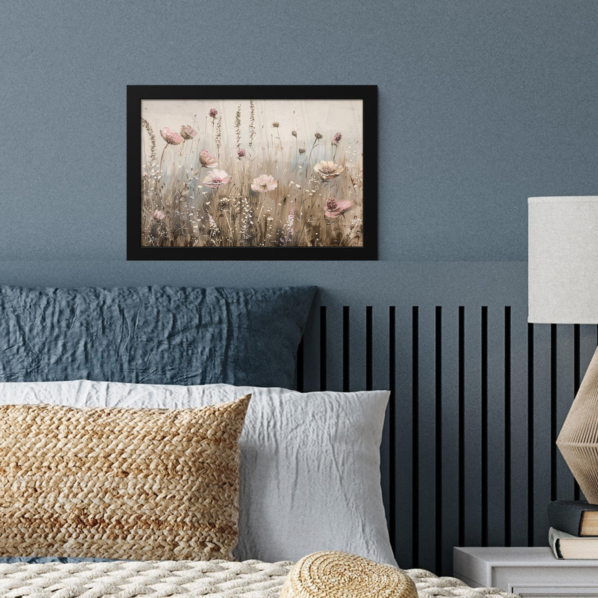 POSTER MIT RAHMEN Blumen - Rosa - Modern - Beige 30x20 cm - Beige, Papier (30/20cm) - MuchoWow