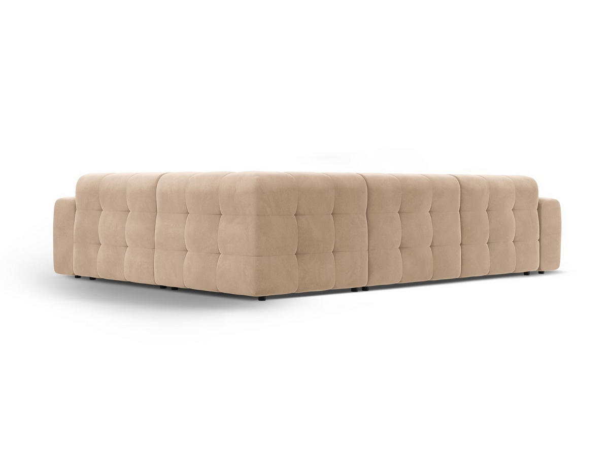 ECKSOFA rechts Kendal aus Samt mandelbeige 6 Sitzplätze - Cappuccino, Textil (231/332cm) - Micadoni