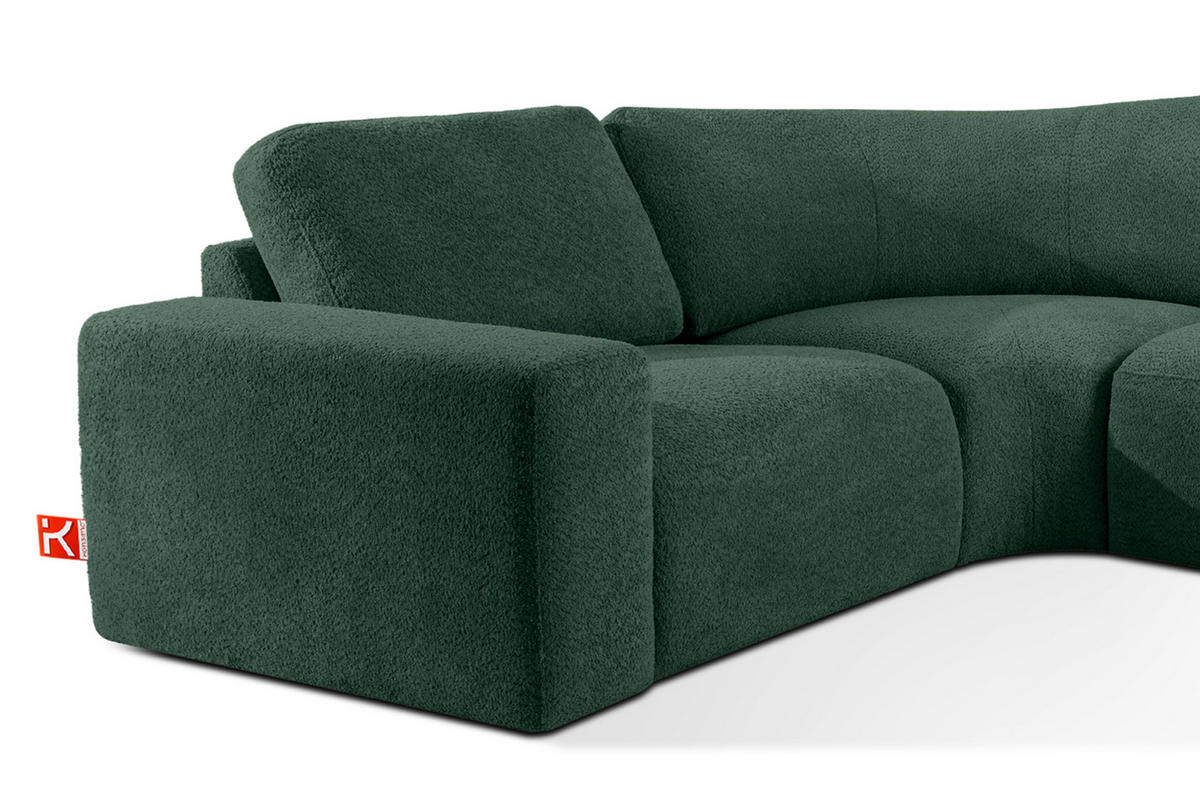 ECKSOFA RECHTS ZUCCO, Grün - Grün, Holz/Holzwerkstoff (224/373cm) - KONSIMO®