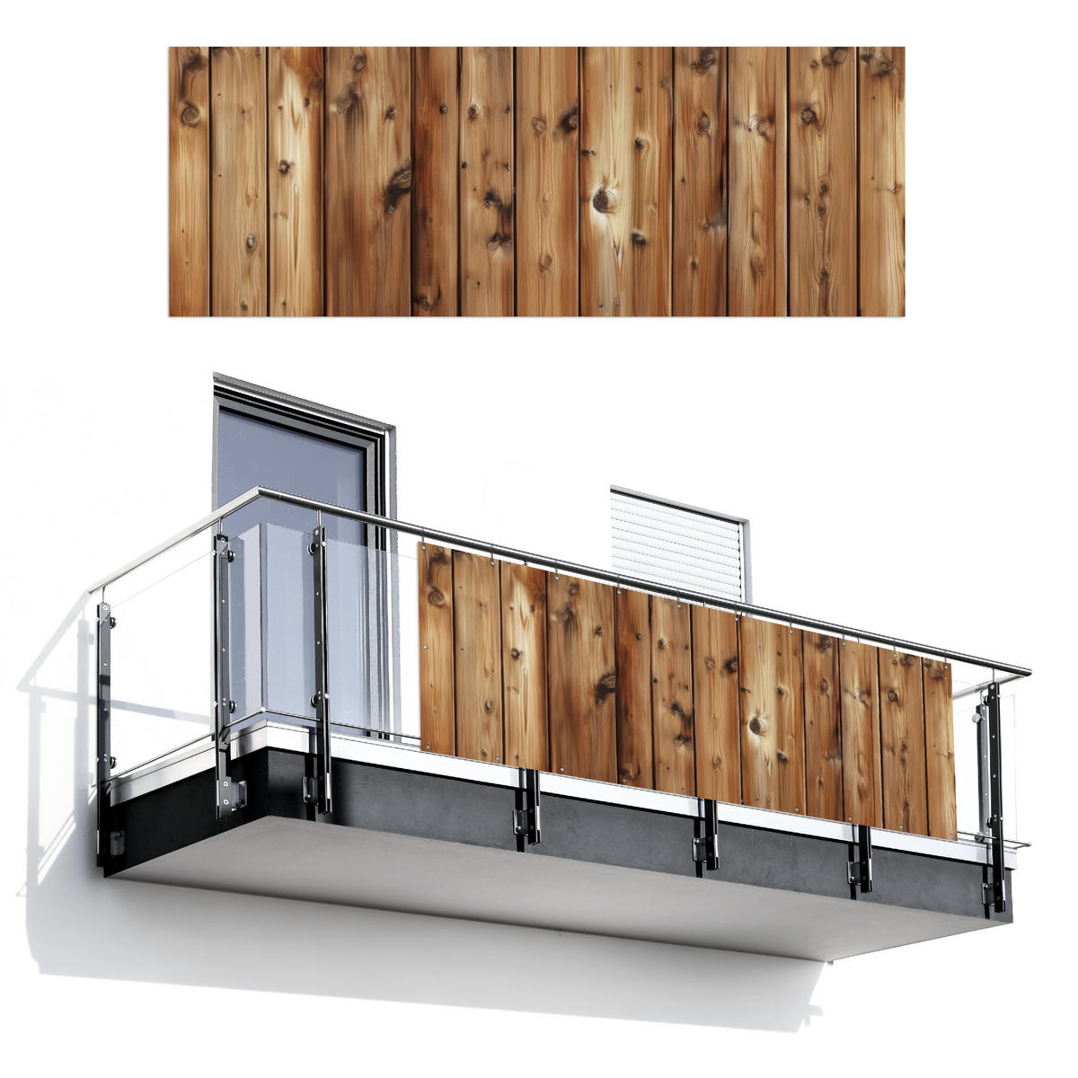 BALKON-SICHTSCHUTZ Holz - Regale - Braun - Buchefarben, Kunststoff (300/110cm) - MuchoWow
