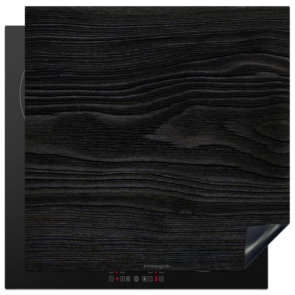 HERDABDECKPLATTE Schwarz - Holzoptik 78x78 cm - Schwarz, Kunststoff (78/0.2/78cm) - MuchoWow