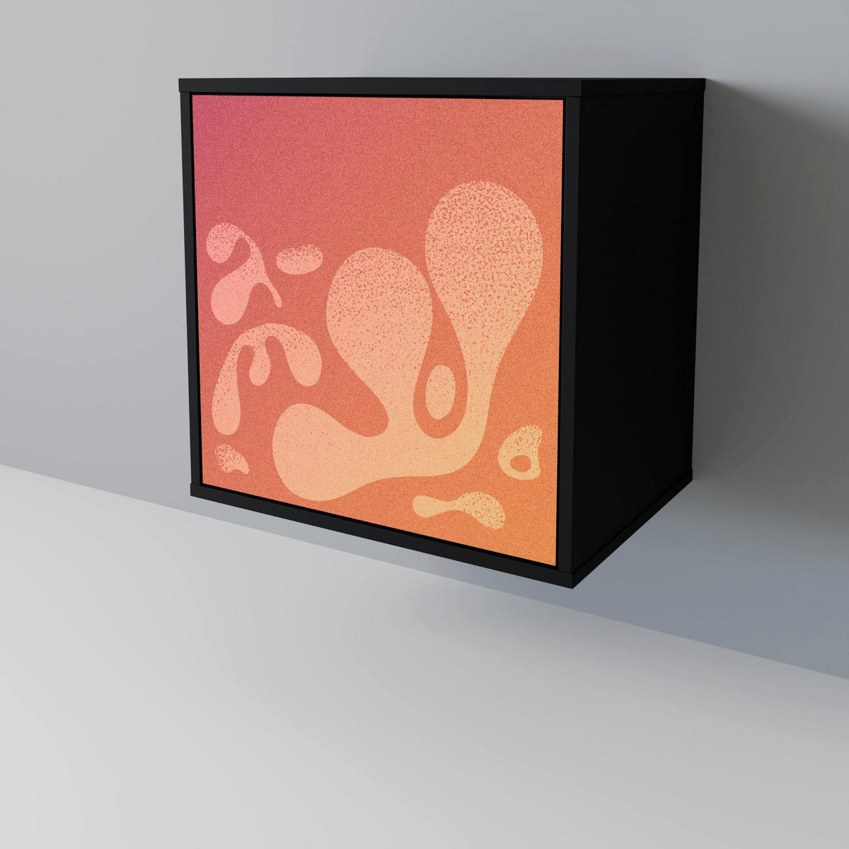 SIDEBOARD IRREGULAR PINK, Schwarz, 57,5x42x75,5 cm, Goldfarbene Metallfüße - Goldfarben/Multicolor, Holzwerkstoff/Metall (57.5/75.5/42cm) - SpaceRebels