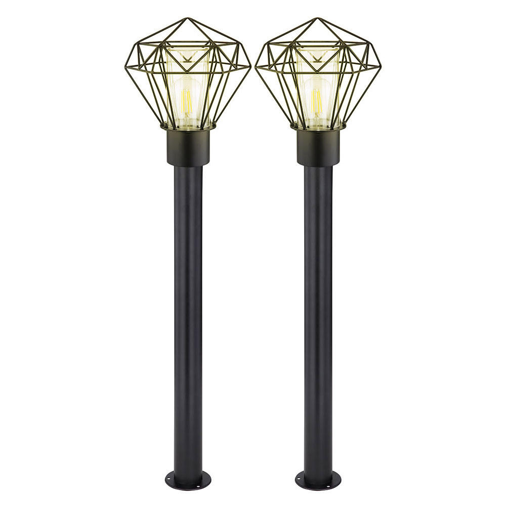 STEHLEUCHTE Gitter Edelstahl Schwarz 2er Set - Schwarz, Metall (22.5/25.5/100cm) - Globo Lighting