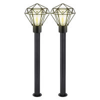 STEHLEUCHTE Gitter Edelstahl Schwarz 2er Set - Schwarz, Metall (22.5/25.5/100cm) - Globo Lighting