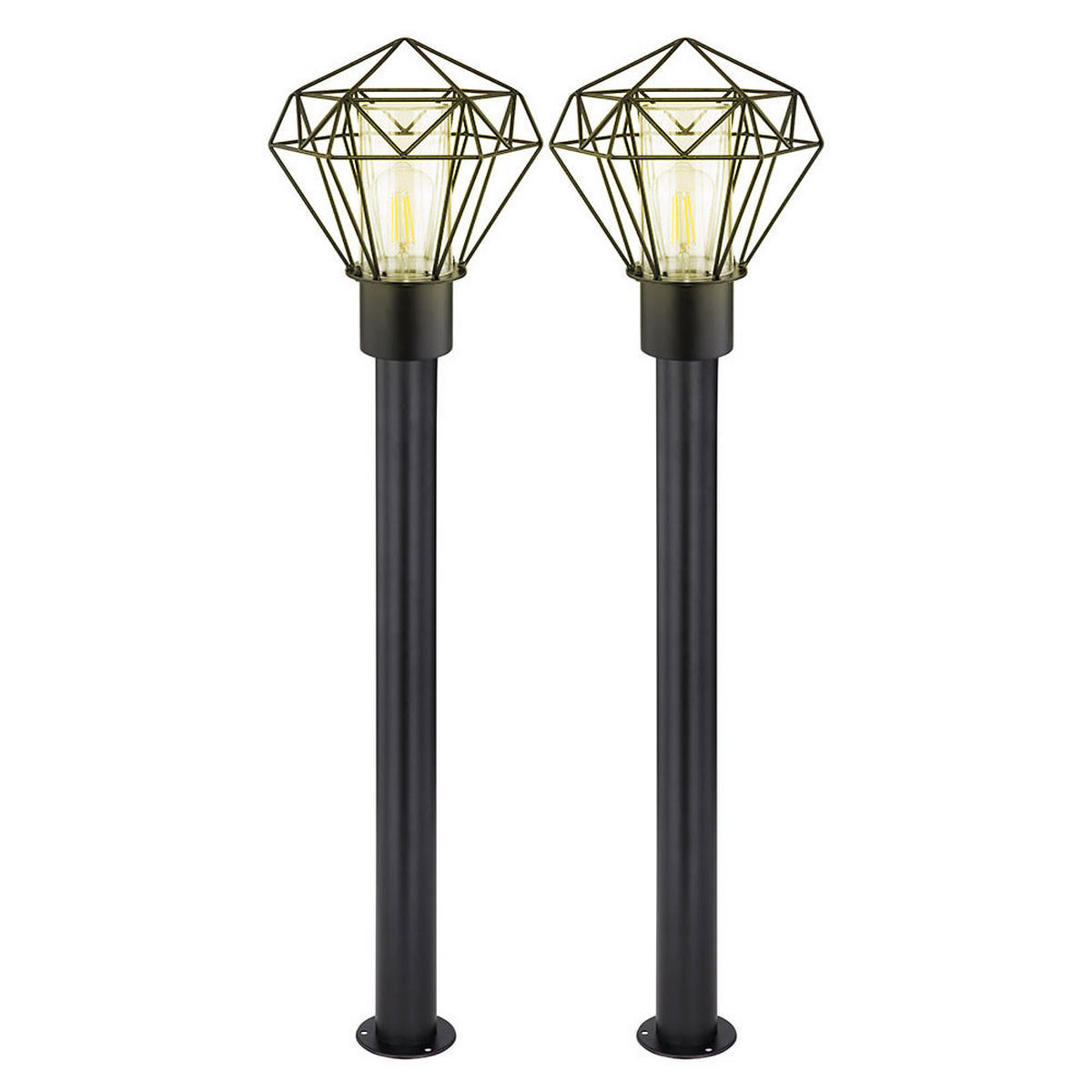 STEHLEUCHTE Gitter Edelstahl Schwarz 2er Set - Schwarz, Metall (22.5/25.5/100cm) - Globo Lighting