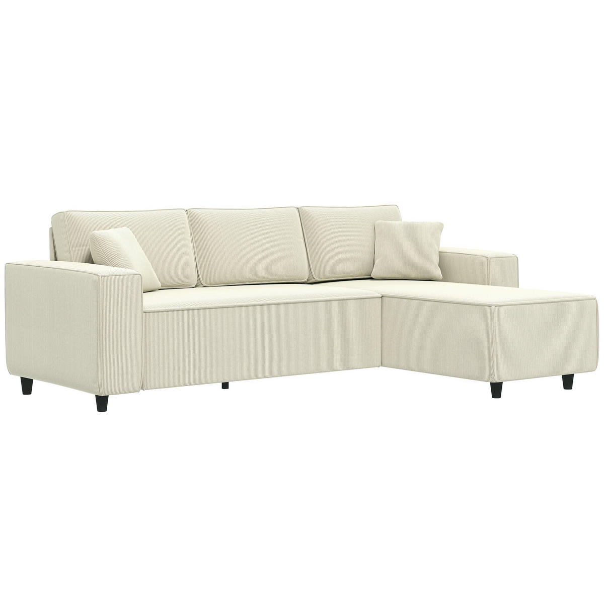 ECKSOFA Creme 3-Sitzer Cord 241/153/83 cm - Weiß, Textil (241/153cm) - PANGIVO