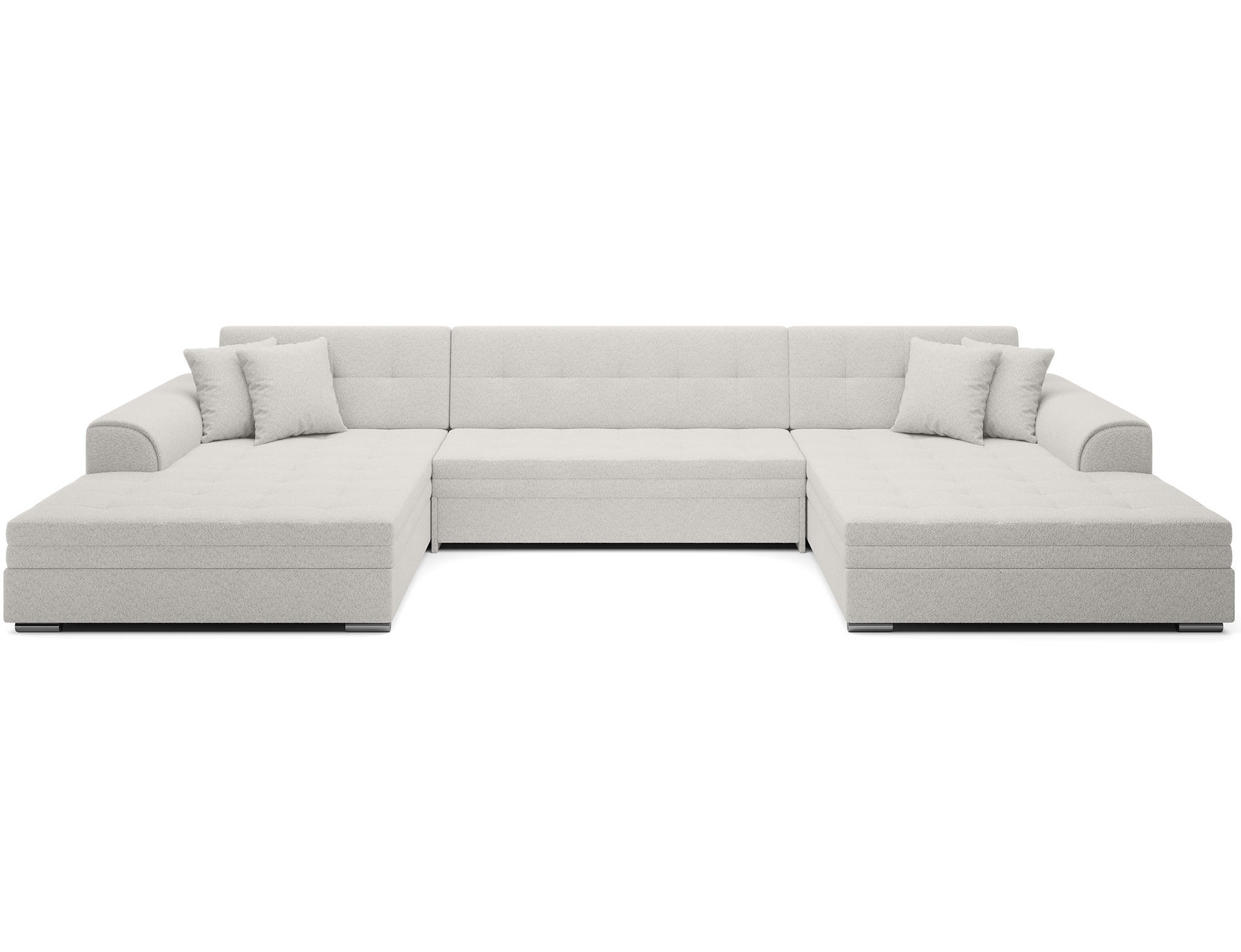WOHNLANDSCHAFT VENTO U-Form – Großzügiges Ecksofa mit Schlaffunktion & Kissen 359 cm - Weiß, Kunststoff (359/165cm) - Wohnideebilder
