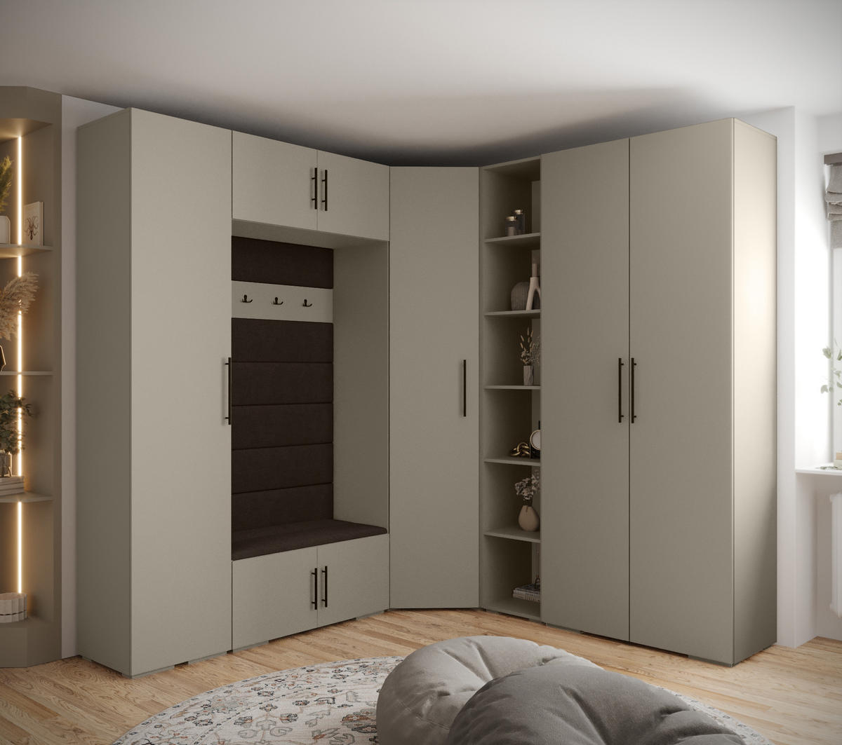 GARDEROBEN-SET 236,7/231,7/47 - Kaschmir/Dunkelbraun, Holz/Kunststoff (181.7/236.7/47cm) - Abiks Möbel