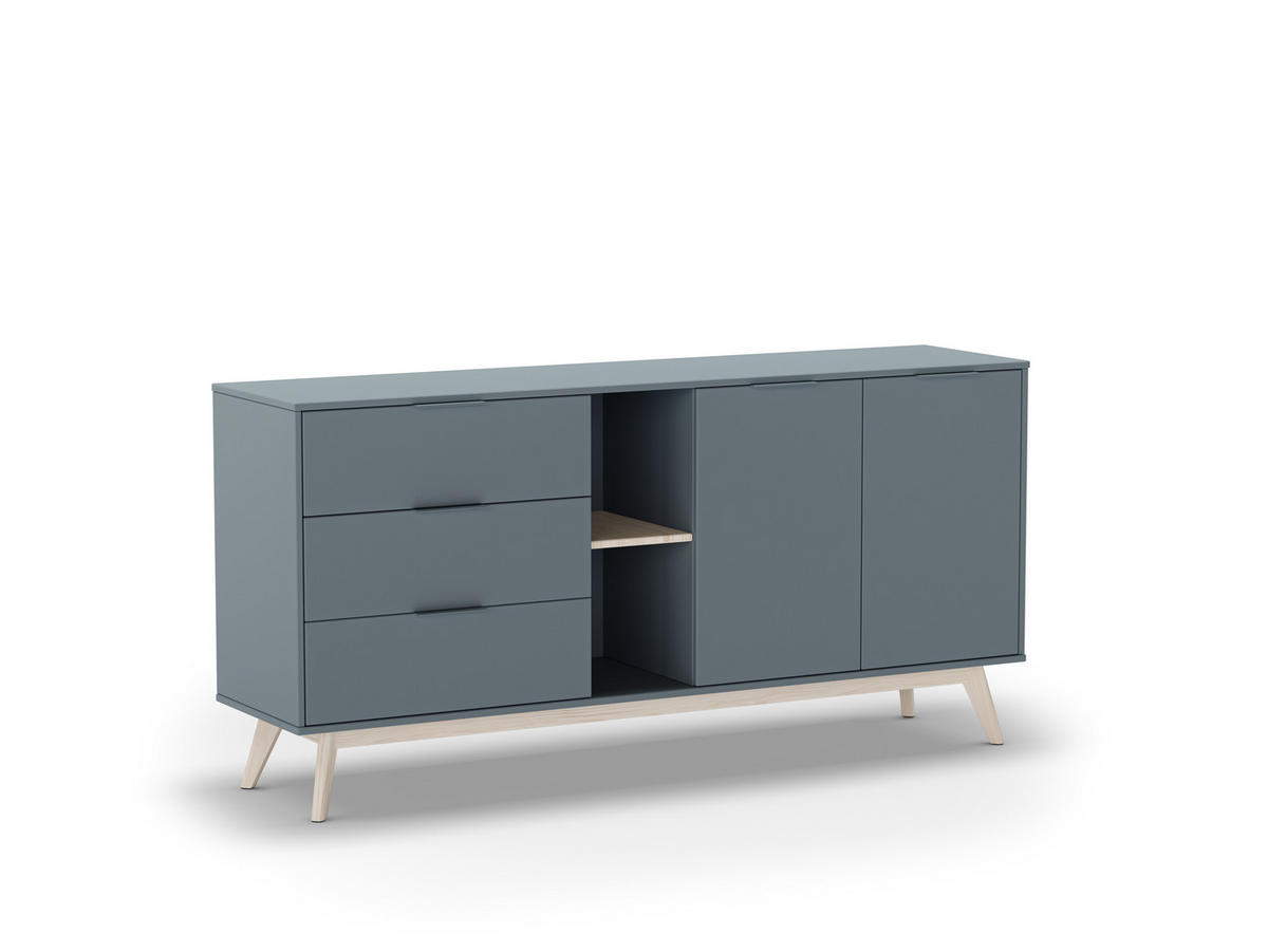 KOMMODE Pisco Grün 165/40/81 cm - Grün, Holz (40/81/165cm) - Calicosy