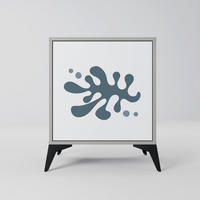 SIDEBOARD WONDERLAND VEGETATION, Grau, 57,5x42x70,5 cm, Schwarze Metall-Sternfüße - Multicolor/Schwarz, Holzwerkstoff/Metall (57.5/70.5/42cm) - SpaceRebels