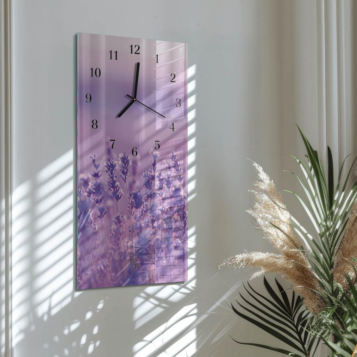 WANDUHR 60x30 cm - Tasse Kaffee - Lila, Glas (30/60/0.4cm) - TULUP