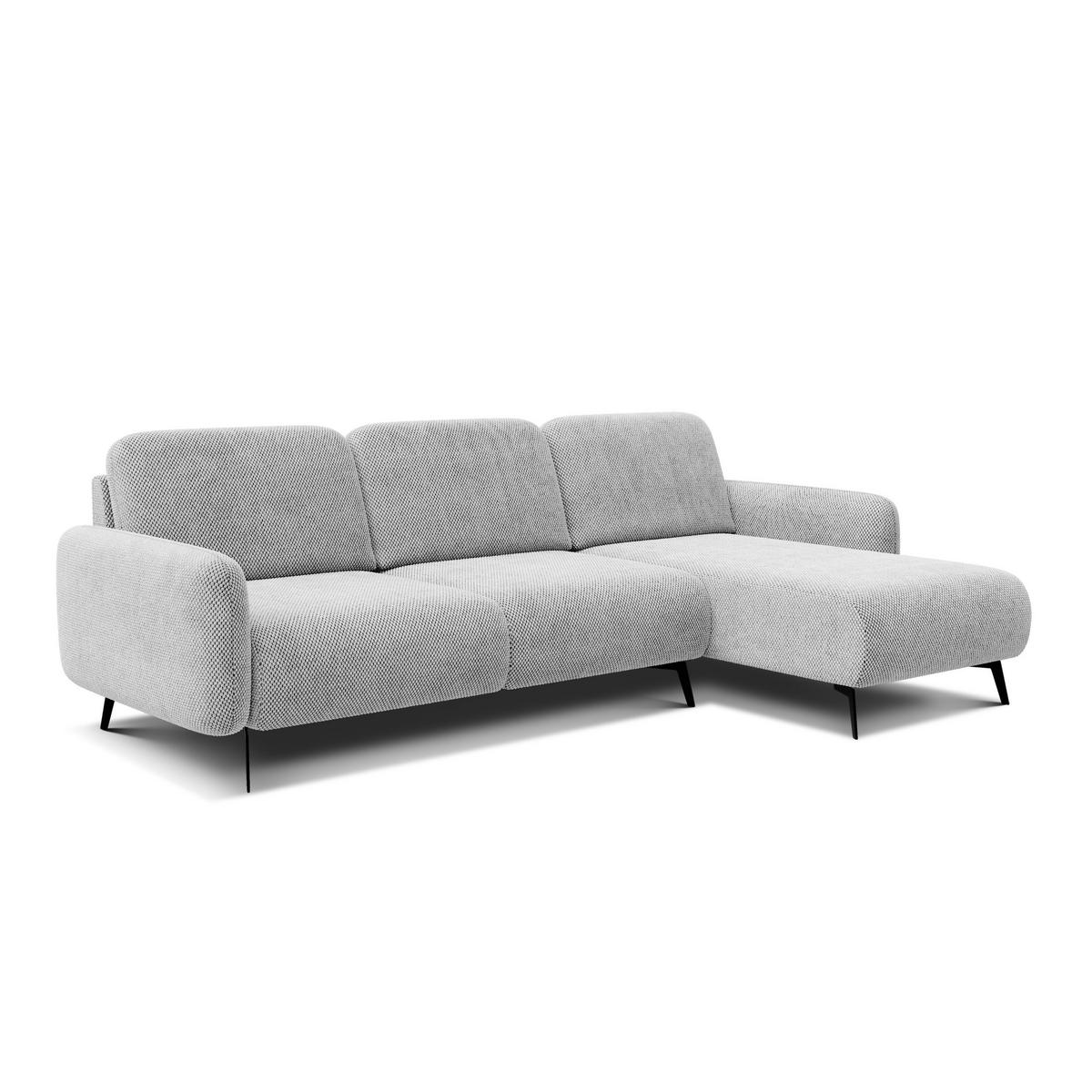 ECKSOFA FEBE 4-Sitzer rechts, hellgrau - Hellgrau/Schwarz, Holz/Textil (264/157cm) - Courtois Laville