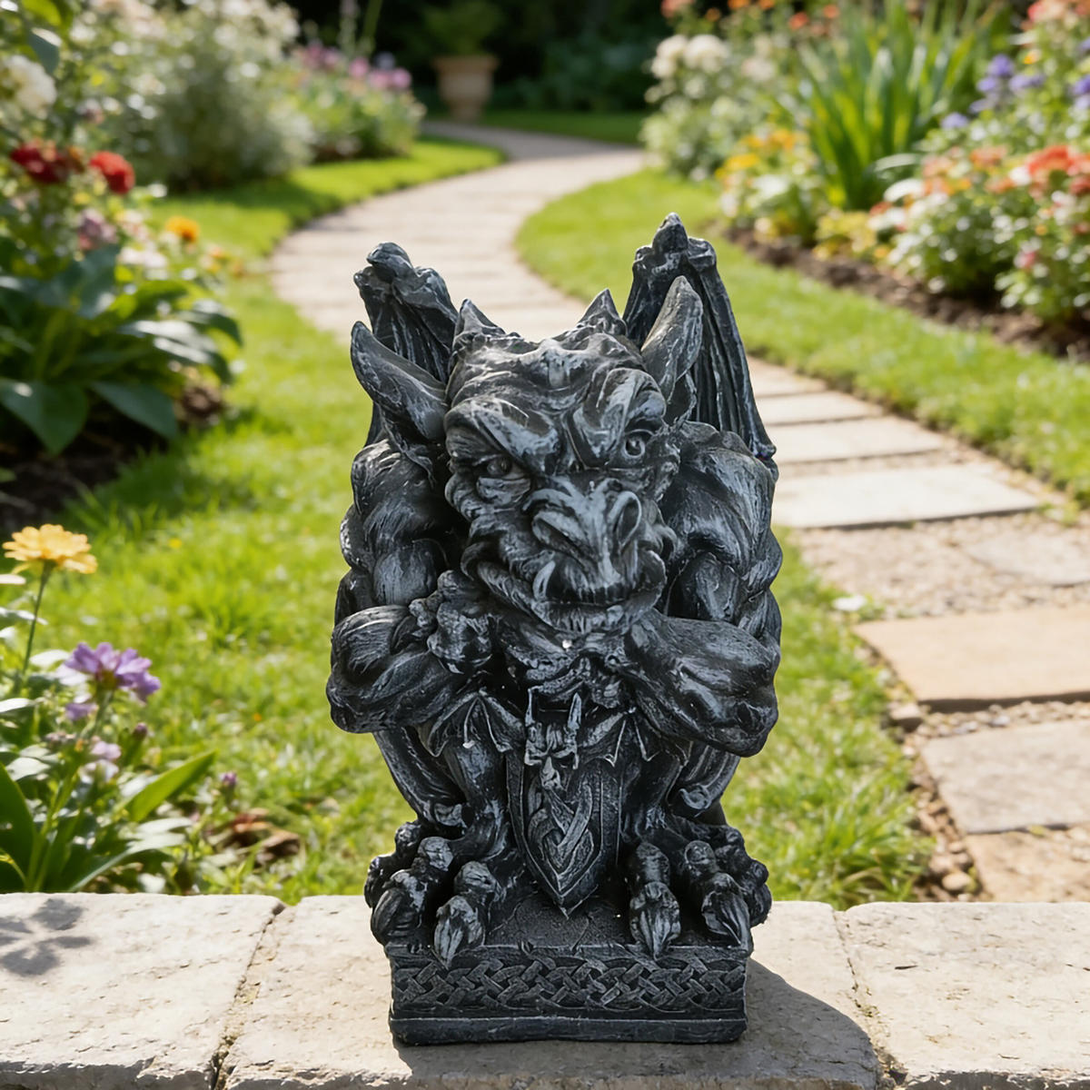 GARGOJLA-SOŠKA - sivá, plast (28/42/28cm) - Relaxdays