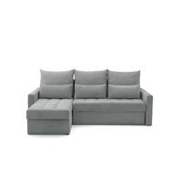 ECKSOFA PULA L Links mit Schlaffunktion 132x198 Cord Grau - Schwarz/Grau, Holz/Kunststoff (214/145cm) - NACANAPA