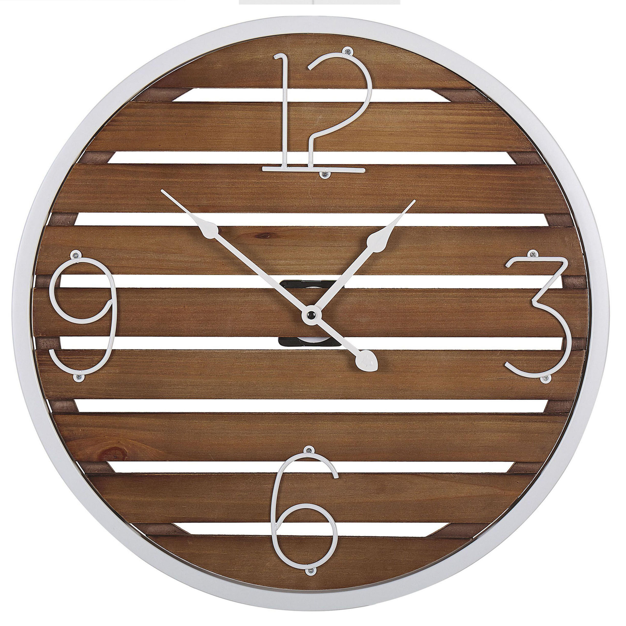WANDUHR Tannenholz dunkler holzfarbton Arriaga - Dunkelbraun, Holz (50/50/2cm) - Beliani