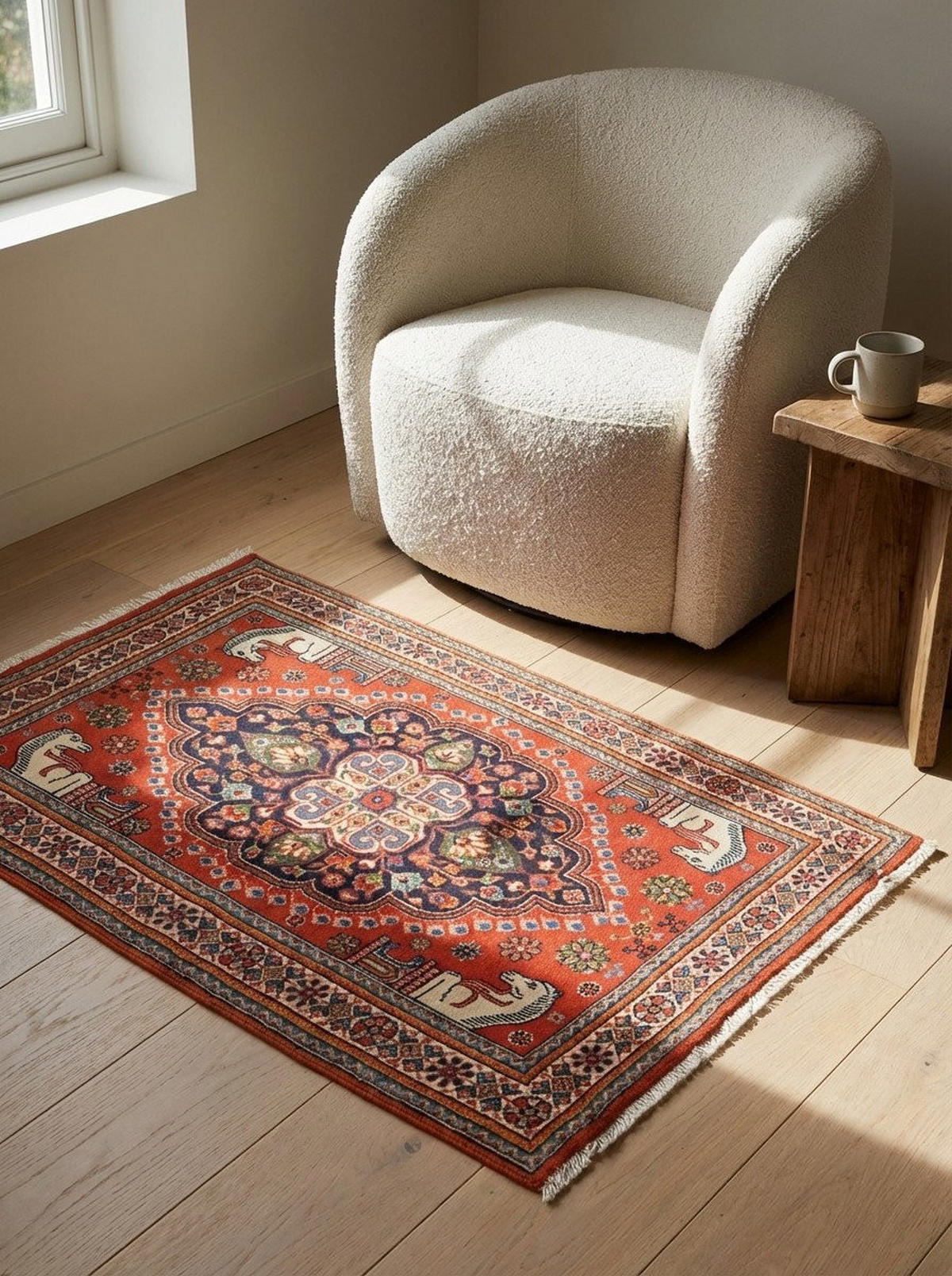 TEPPICH Gashgai Blau 83/56 cm Schurwolle - Blau, Textil (56/83cm) - Looma