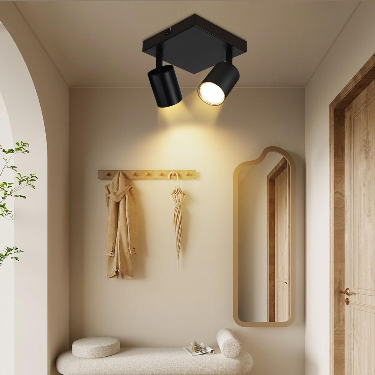 STRAHLER Beeskow 2-flammig 15/15/14.4 cm - Schwarz, Metall (15/15/14.4cm) - Nettlife