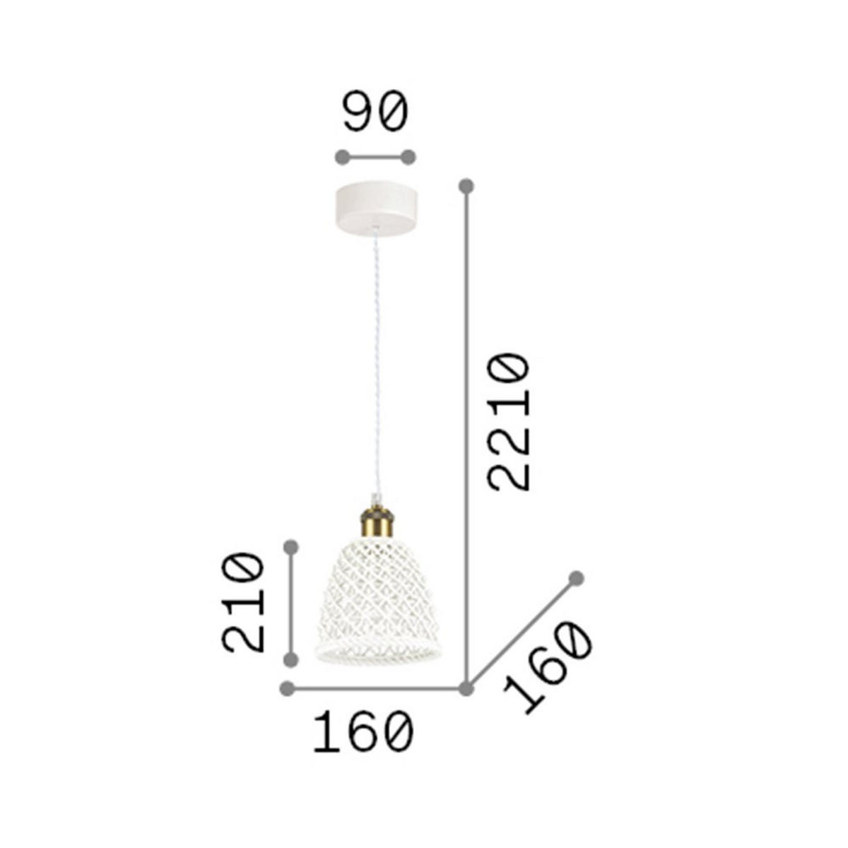 PENDELLEUCHTE Lugano Weiß - Weiß, Metall (8.5/8.5/31cm) - Ideal Lux