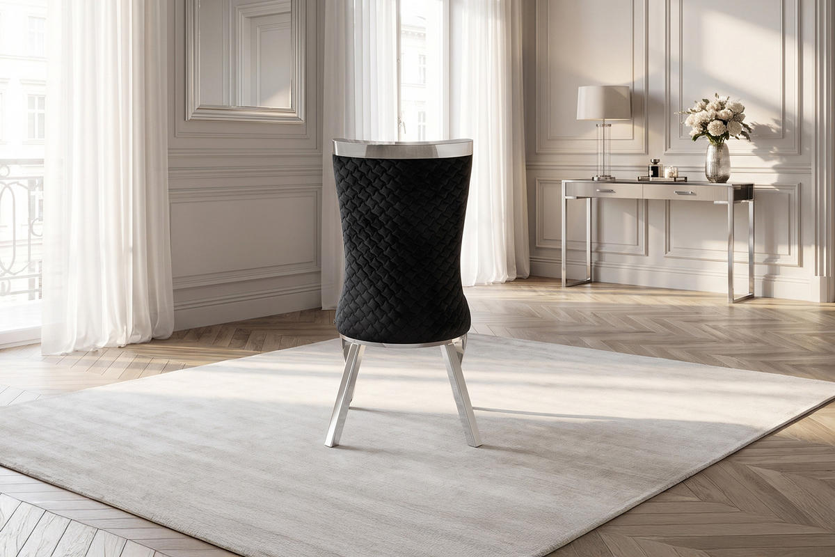 ESSZIMMERSTUHL SELENA Schwarz Velvet (1er-Set) - Schwarz, Textil (54/109/64cm) - KAWOLA