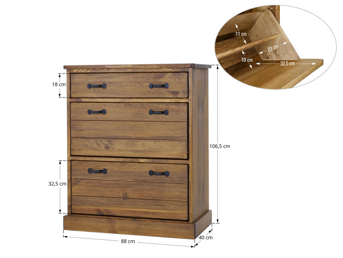 SCHUHSCHRANK aus Massivholz Rustyk 2 - Dunkelbraun, Holz (88/106.5/40cm) - Seart