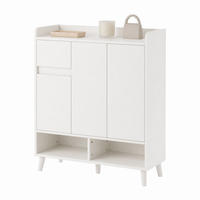 SCHUHSCHRANK in Weiß Sideboard mit verstellbaren Einlegeböden & Massivholzbeinen, für Wohnzimmer oder Schlafzimmer, B90/T35/H99cm - Weiß, Holzwerkstoff/Metall (90/100/35cm) - STILVORA