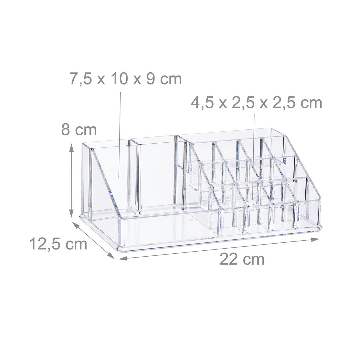 KOSMETIKORGANIZER - Transparent, Kunststoff (22/8/12.5cm) - Relaxdays