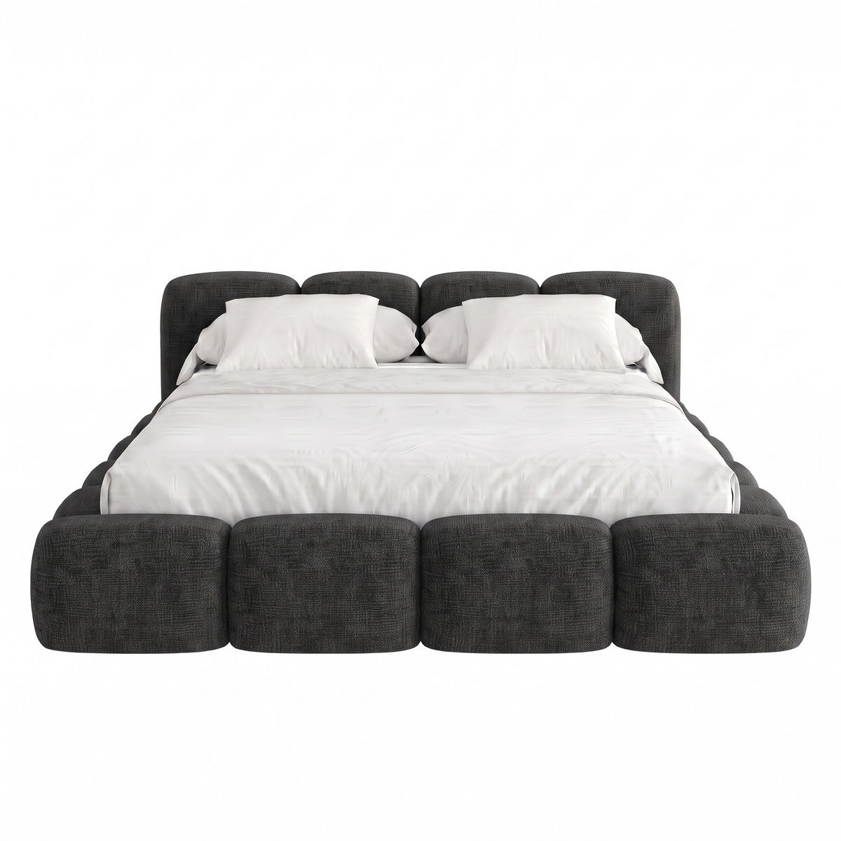 POLSTERBETT SUENO 180x200 cm in Schwarz, gepolstertes Kopfteil, Metalllattenrost, Bettkasten, Chenille-Stoff - Schwarz/Naturfarben, Holz/Textil (180/200cm) - Muffo