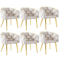 WOHNZIMMER STÜHLE mit Samtbezug goldene Beine 6tlg Beige - Beige, Textil (44/74/41cm) - EVRYAE