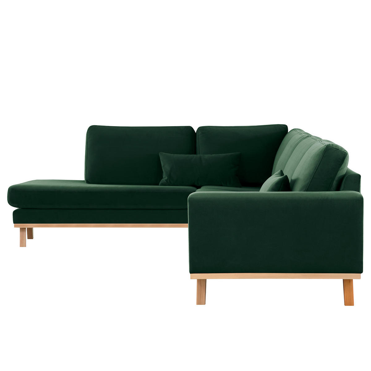 ECKSOFA mit Ottomane - Buchefarben/Grün, Buchenholz/Textil (287/219cm) - home24
