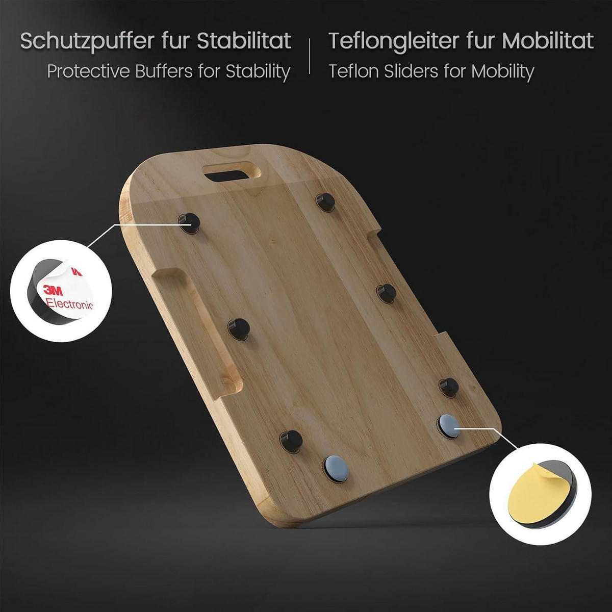 GLEITBRETT für Thermomix TM6 TM5 Holz 2 cm dick - Braun, Holz (31/2/35cm)