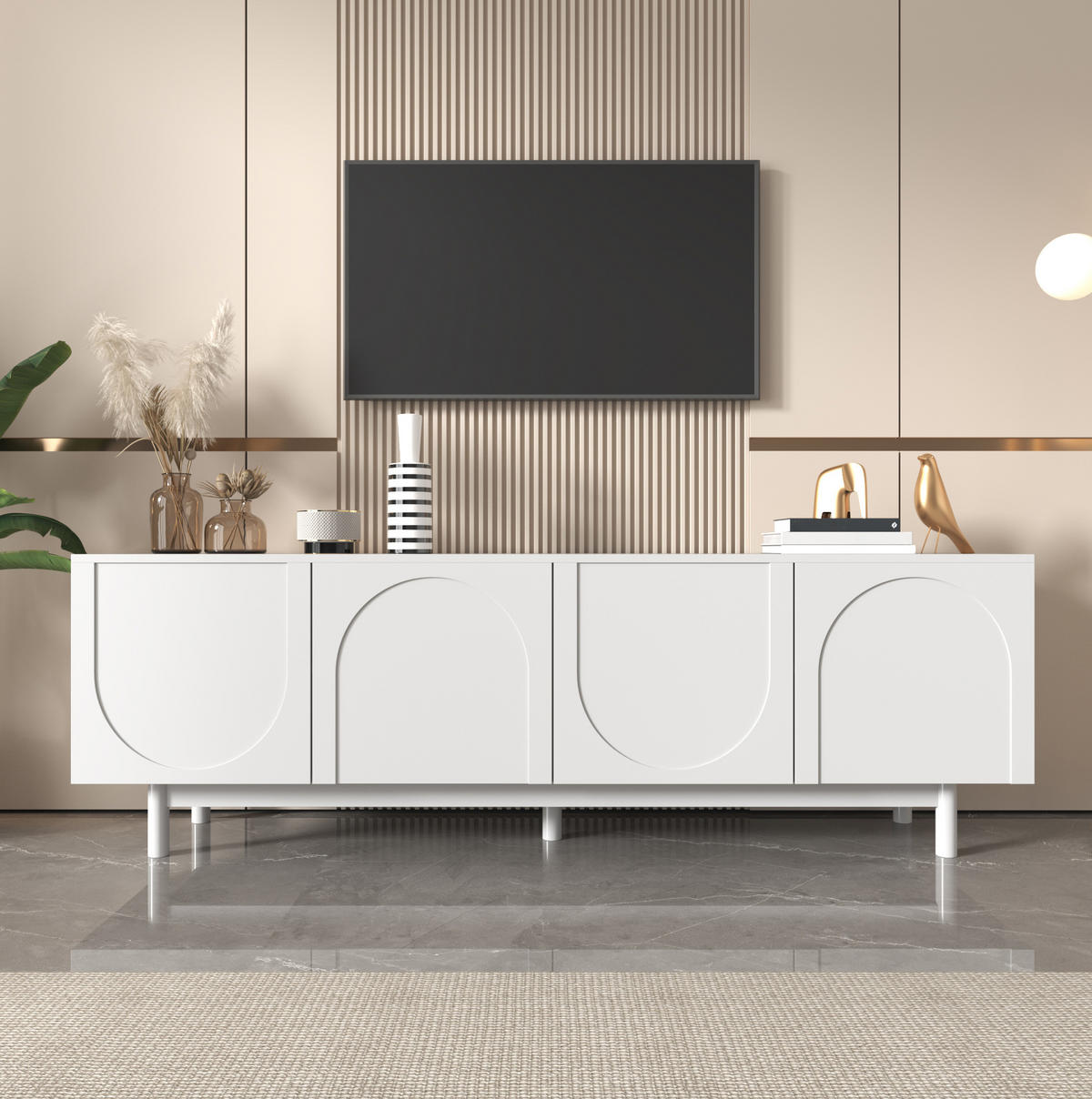 TV-ELEMENT mit 4 Türen 175 x 38 x 56 cm Weiß - Weiß, Holzwerkstoff (38/56/175cm) - Beauniv