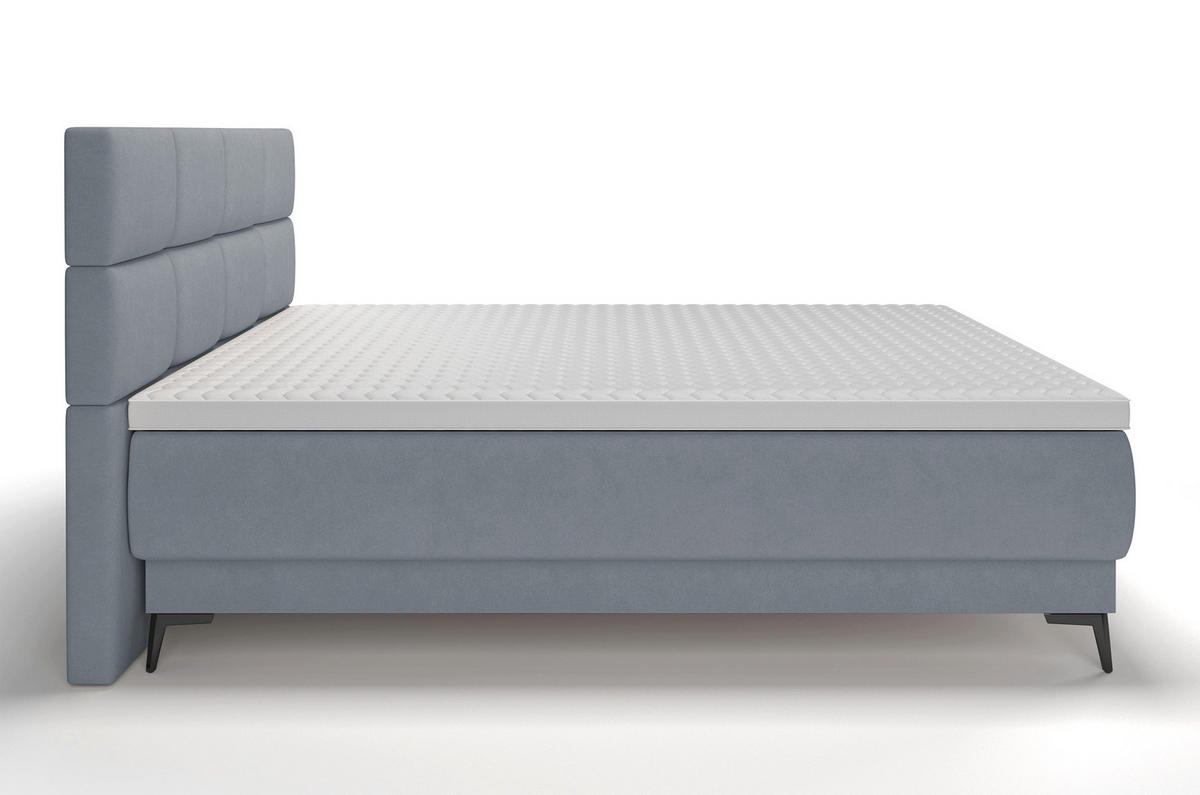 NEIN_BOXBETT Rektango Graphitgrau Velours 180/200 cm - Schwarz/Graphitfarben, Textil/Metall (180/200cm) - Selsey