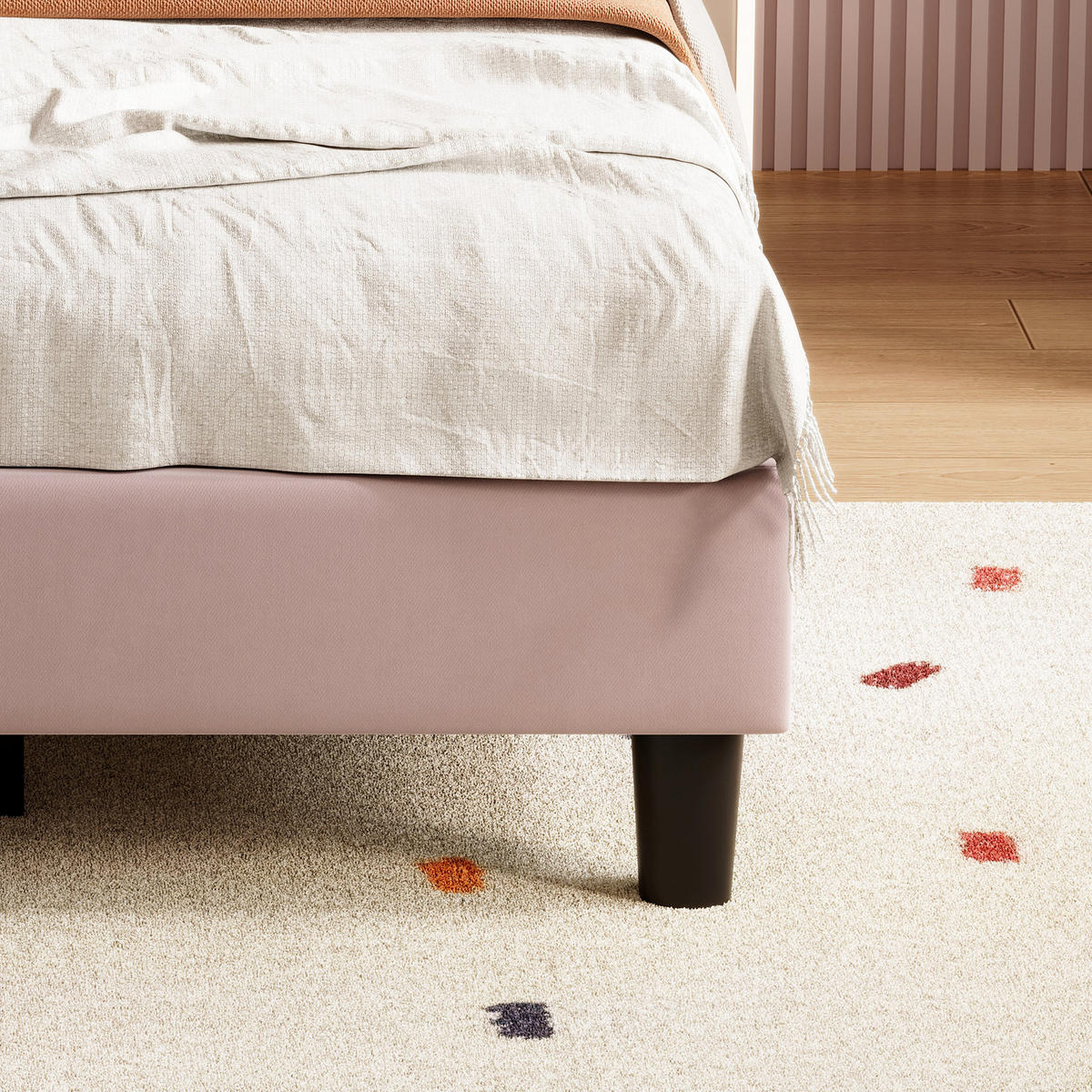 KINDERBETT 90x200 cm verstellbares Kopfteil rosa - Rosa, Holz (90/200cm) - LEBENLANG